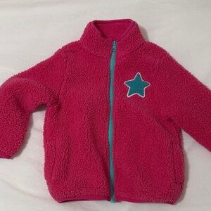 Andy & Evan Pink Fleece Jacket with Teal Star. Size 3T.